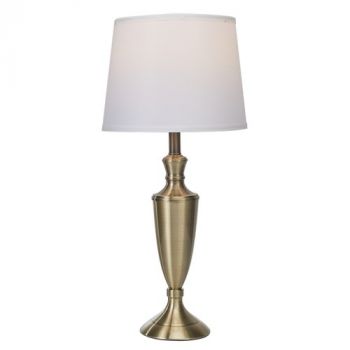 Brightstar TL693 ANTIQUE Antique Brass Table Lamp with White Shade