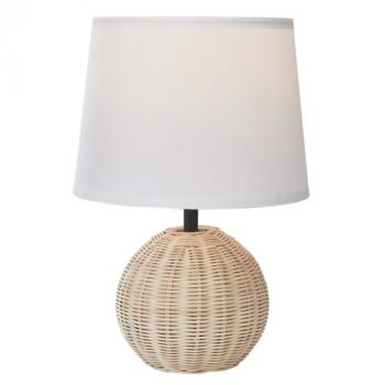 Brightstar TL696 RATTAN Rattan Base with White Fabric Shade