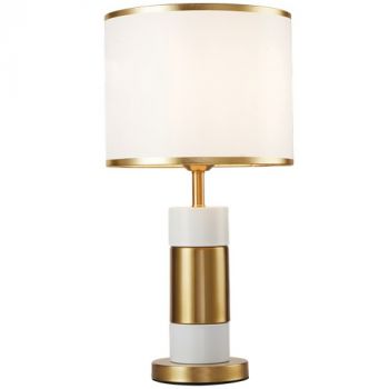 Brightstar TL697 WHITE/GOLD Metal Table Lamp with White Shade