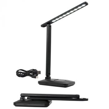 Brightstar TL701 BLACK 3W LED Multi-functional Rechargeable Folding Desk Lamp with Touch Switch and USB Cable Imitation Leather Appearance Black