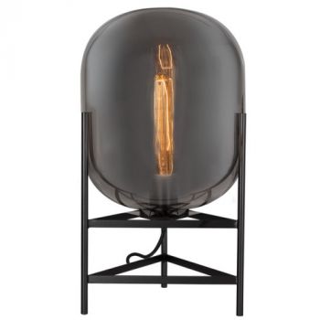 Brightstar TL818 SMOKE Metal Table Lamp with Smoke Colour Glass