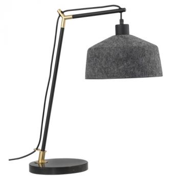 Brightstar TL841 BLACK Metal and PET Table Lamp with Marble Base and Grey Felt Shade