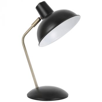 Brightstar TL843 BLACK Metal Table Lamp with Moveable Head Sand Black and Antique Brass with White Inner