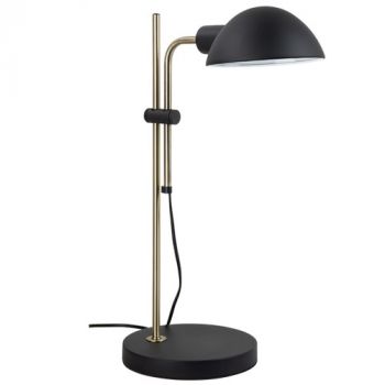 Brightstar TL848 BLACK Metal Table Lamp with Adjustable Arm Sand Black and Antique Brass with White Inner