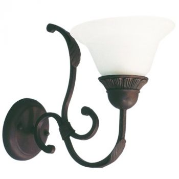 Brightstar WB067/1 RUST Metal Wall Bracket with Alabaster Glass