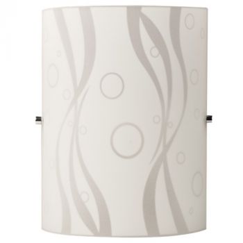 Brightstar WB078/1 WHITE Patterned Glass with Polished Chrome Clips