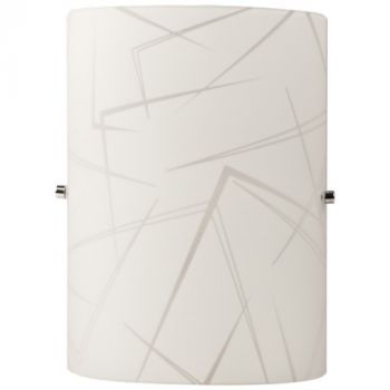 Brightstar WB080/1 WHITE Patterned Glass with Polished Chrome Clips