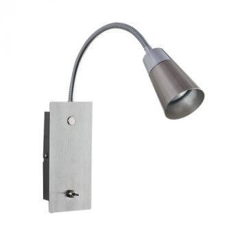 Brightstar WB105/1 SATIN Polished and Satin Chrome Wall Bracket with Switch and Gooseneck Arm
