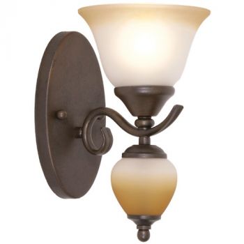 Brightstar WYN-WB108/1 RST Metal Wall Bracket with Faded Brown Glass