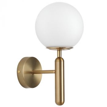 Brightstar WB155/1 BRASS Metal and White Glass Wall Light E27