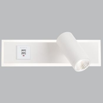 Brightstar WB212 WHITE Aluminium and Acrylic Wall Bracket with 2 USB Ports and Switch