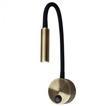 Brightstar WB218 BK/AQ 3W Metal LED Wall Light with Flexible Rubber Arm and Switch