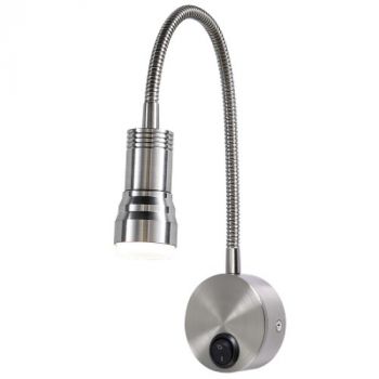 Brightstar WB219 SATIN, WB219 WHITE Metal LED Wall Light with Flexible Arm and Switch (Multiple Colours/Finishes)