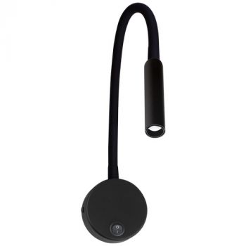 Brightstar WB221 BLACK Metal 3W LED Reading Light with Flexible Rubberized Arm and Switch Black