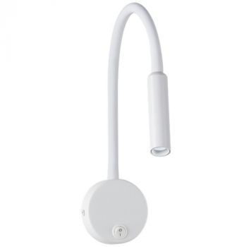 Brightstar WB222 WHITE Metal 3W LED Reading Light with Flexible Rubberized Arm and Switch White