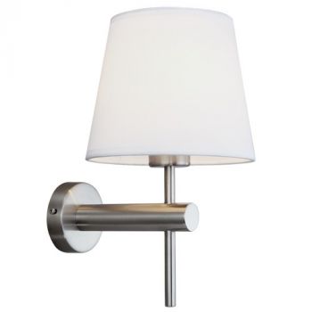 Brightstar WB276 SATIN Satin Chrome Wall Bracket with White Fabric Shade