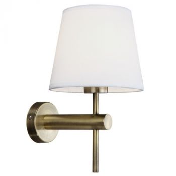 Brightstar WB277 ANTIQUE Metal Wall Bracket with White Fabric Shade