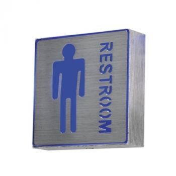 Brightstar WB305 BLUE Brushed Silver Male Restroom Sign IP20 Blue