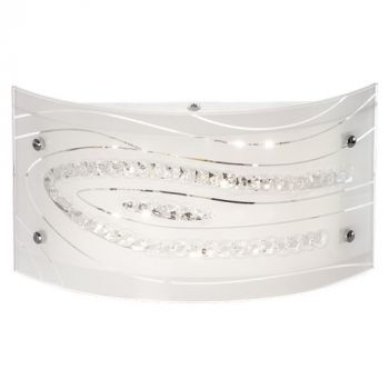 Brightstar WB334 LED White Patterned Glass with Crystals and Polished Chrome Clips