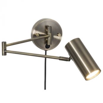 Brightstar WB370 SATIN BRASS Metal Wall Bracket with Moveable Arms, Swivel Head and Switch Satin Brass