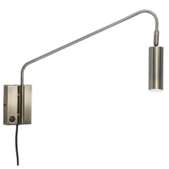 Brightstar WB372 SATIN BRASS Metal LED Wall Bracket with Moveable Arm, Swivel Head and Switch Satin Brass