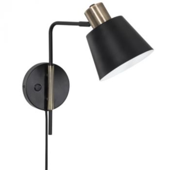 Brightstar WB374 BRASS BK Metal Wall Bracket with Moveable Arm, Swivel Head and Switch Brass Black