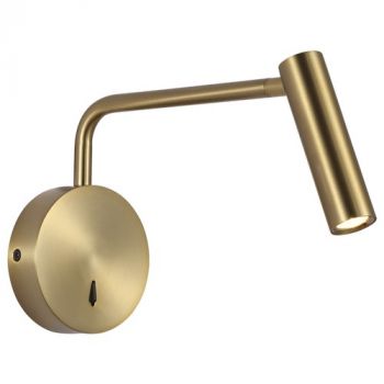Brightstar WB379 GOLD 3W LED Aluminium and Iron Wall Bracket with Moveable Arm and Head On/Off Switch Gold
