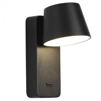 Brightstar WB381 BLACK 7W LED Aluminium, Iron and Acrylic Wall Bracket with Moveable Head On/Off Switch Sand Black
