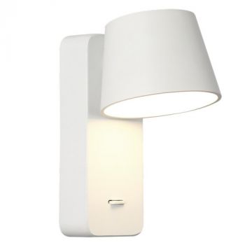 Brightstar WB382 WHITE 7W LED Aluminium, Iron and Acrylic Wall Bracket with Moveable Head On/Off Switch Sand White