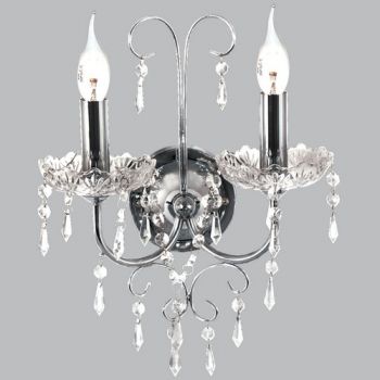 Brightstar WB388/2 CHROME Polished Chrome Wall Bracket with Crystals