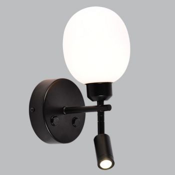 Brightstar WB403/2 BLACK 3W Metal Wall Bracket with Opal Plastic Cover and 2 Switches Black