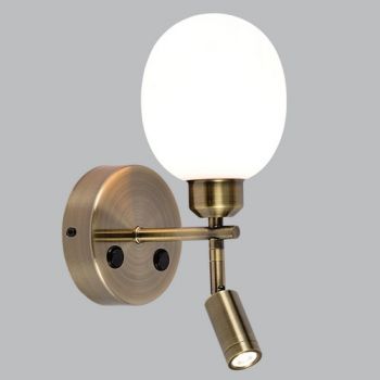 Brightstar WB405/2 ANTIQUE 3W Metal Wall Bracket with 2 Switches and Opal Plastic Cover