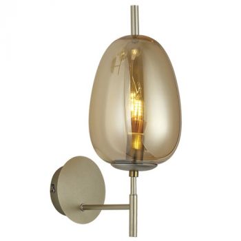 Brightstar WB409/1 AMBER Metal Wall Bracket with Amber Glass Gold with Amber Glass