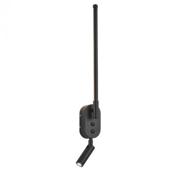 Brightstar WB554 BLACK 9W and 2W LED Aluminium and PMMA Linear Wall Light with Rotatable Spotlight Arm and 2 Switches Black