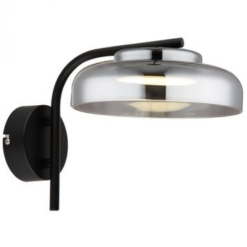 Brightstar WB617 COOL 6W LED Metal Wall Light with Smoke Colour Glass and PC Diffuser Black