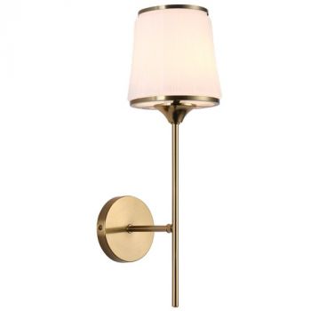 Brightstar WB707/1 BRASS Metal Wall Light with Fluted White Glass Shade E14
