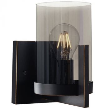 Brightstar WB804/1 BK/GD Metal Wall Bracket with Smoke Colour Glass