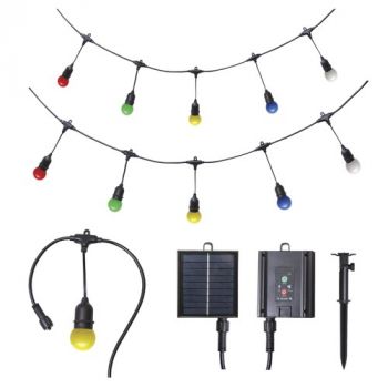 Brightstar WSC010 MULTICOLOUR 3W Solar Outdoor String Lights IP65 Multi-Colour