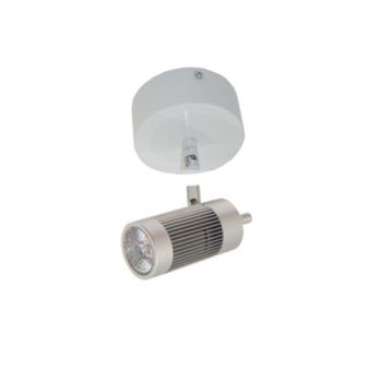 BuyLighting S600hwwS8 LED TRACK spot head warm white with Silver SS8 Large Round Surface Base Plate Brushed Metal