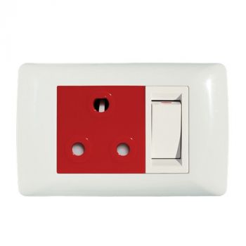 Crabtree 10303/111D Diamond Single Dedicated Socket 164-4 Red Switched White on 2x4 Yoke with White Coverplate