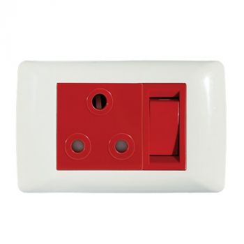 Crabtree 10303/113 Diamond Single STD Socket 164-1 Red Switched Red on 2x4 Yoke with White Coverplate
