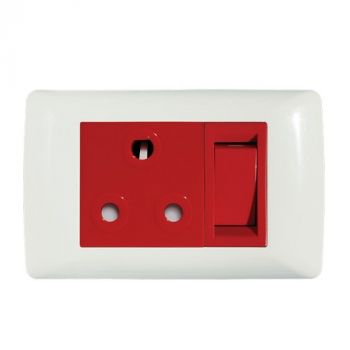 Crabtree 10303/113D Diamond Single Dedicated Socket 164-4 Switched Red on 2x4 Yoke with White Coverplate