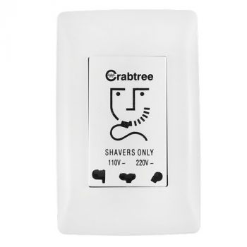 Crabtree 10400/601P Diamond Shaver Socket 220V/110V on 2x4 Yoke with Coverplate