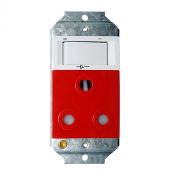 Crabtree 11303/121D Diamond Single Dedicated Socket 164-4 Red Double-Pole Switched White on 2x4 Yoke