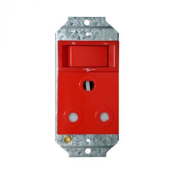 Crabtree 11303/123D Diamond Single Dedicated Socket 164-4 Red Double-pole Switched Red on 2x4 Yoke