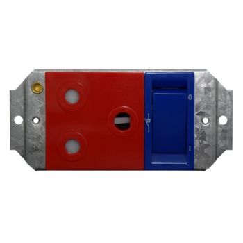Crabtree 11303/127D Diamond Single Dedicated Socket 164-4 Red Double-Pole Switched Blue on 2x4 Yoke
