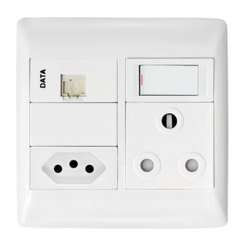 Crabtree 12001/111 Diamond STD plus Slimline White Single Pole Switch plus Data RJ45 CAT6
