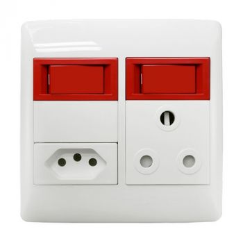 Crabtree 12002/113 Diamond Mixed Socket STD plus Slimline with Single Pole Red Switch