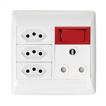 Crabtree 12003/113 Diamond 1x164-1, 3x164-2 with Red Single Pole Switch
