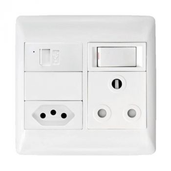 Crabtree 12005/111 Diamond 1x164-1 + 164-2 + USB with White Single Pole Switch